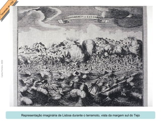 Representação imaginária de Lisboa durante o terramoto, vista da margem sul do Tejo 