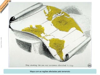 Mapa com as regiões afectadas pelo terramoto 