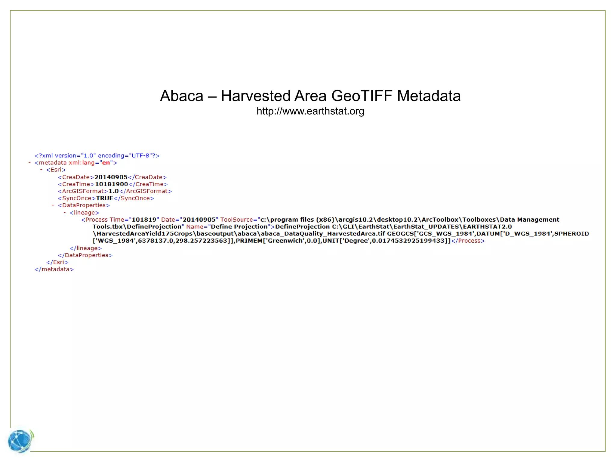 Abaca – Harvested Area GeoTIFF Metadata
http://www.earthstat.org
 