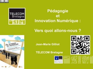 Pédagogie
                           et
                 Innovation Numérique :

                 Vers quoi allons-nous ?


                  Jean-Marie Gilliot

                  TELECOM Bretagne



Terrasses du Numérique
 