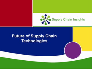 Future of Supply Chain
Technologies
 