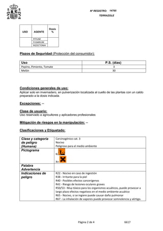 Terrazole ficha del ministerio | PDF