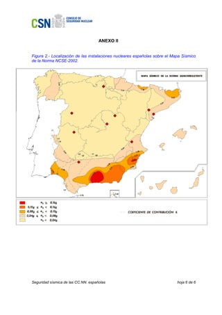 ANEXO II


Figura 2.- Localización de las instalaciones nucleares españolas sobre el Mapa Sísmico
de la Norma NCSE-2002.




Seguridad sísmica de las CC.NN. españolas                                   hoja 6 de 6
 