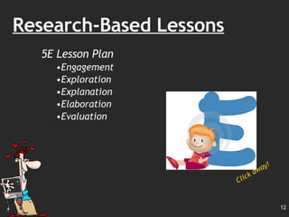 Research-Based Lessons 5E Lesson Plan Engagement Exploration  Explanation Elaboration Evaluation  Click away! 