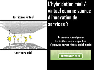 territoire réel territoire virtuel L’hybridation réel / virtuel comme source d’innovation de services ? Un service pour signaler les incidents de transport en s’appuyant sur un réseau social mobile 