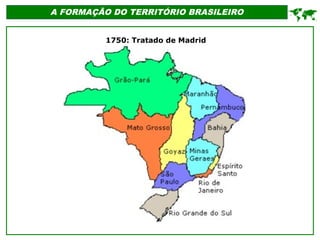 A FORMAÇÃO DO TERRITÓRIO BRASILEIRO

1750: Tratado de Madrid
 