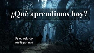 ¿Qué aprendimos hoy?
Usted está de
vuelta por acá
 