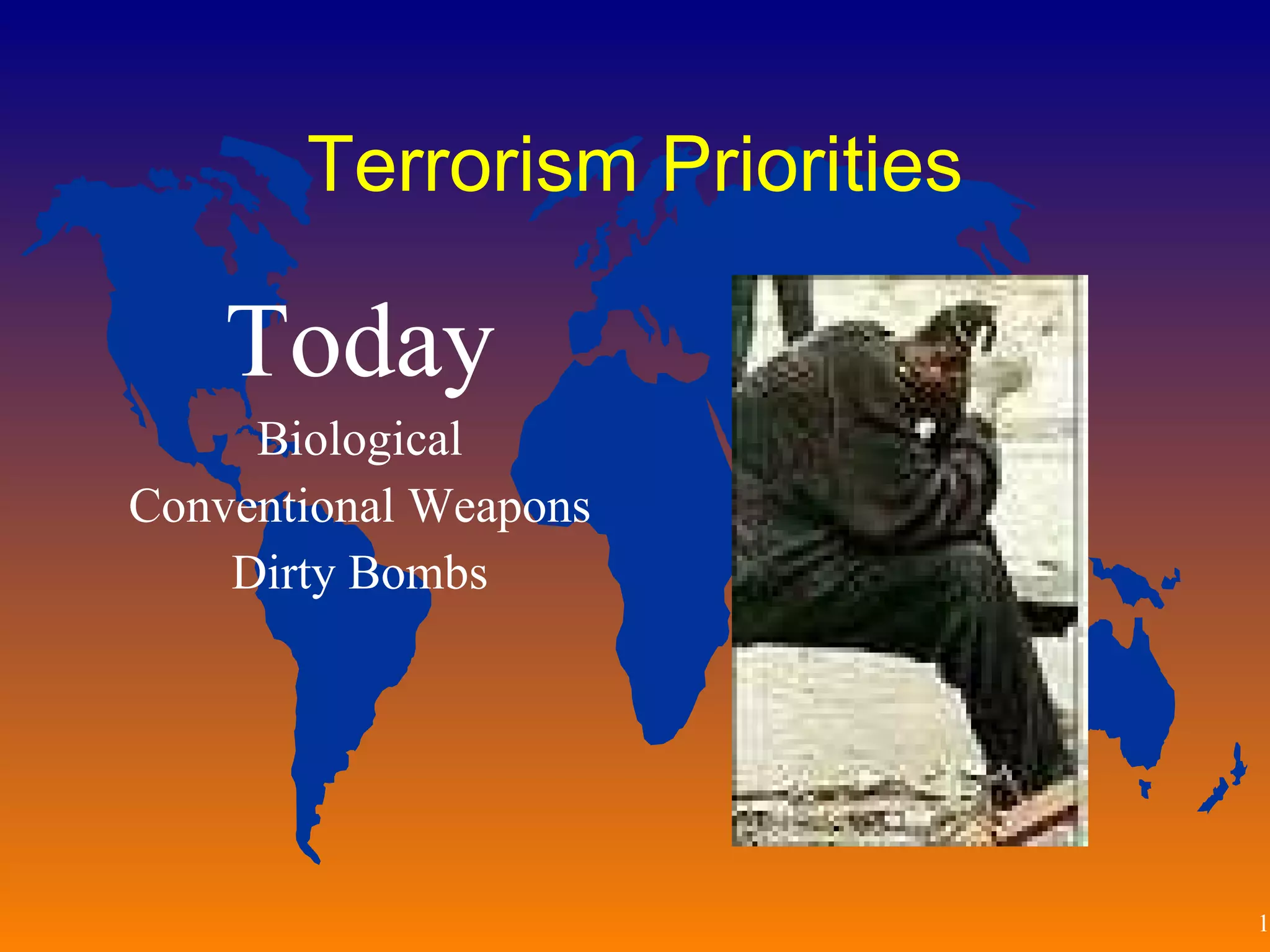 Terrorism Priorities Today Biological Conventional Weapons Dirty Bombs 