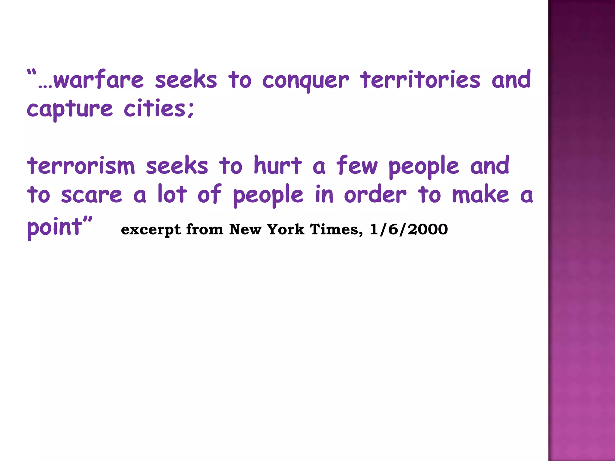 Terrorism is a technique, it's a criminal activity, and is planned in advance. 