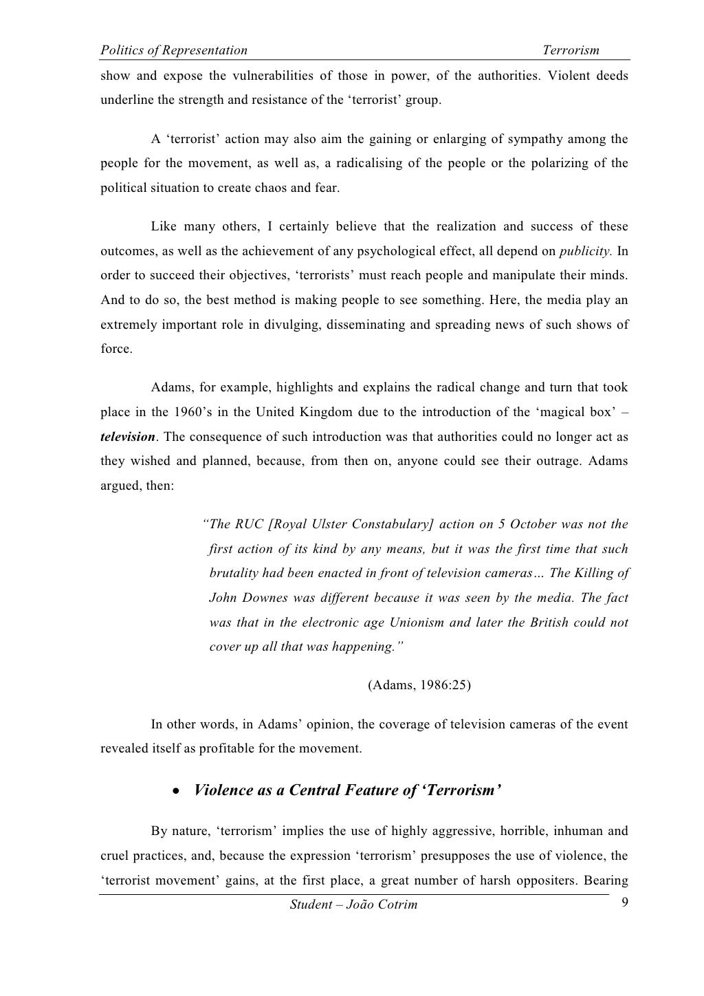 Essays on terrorism