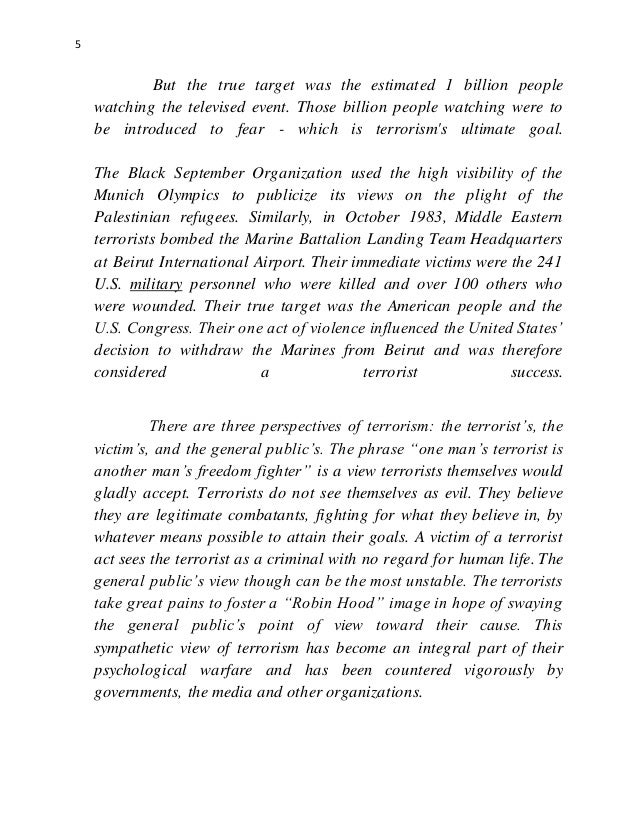 writing essay on terrorism