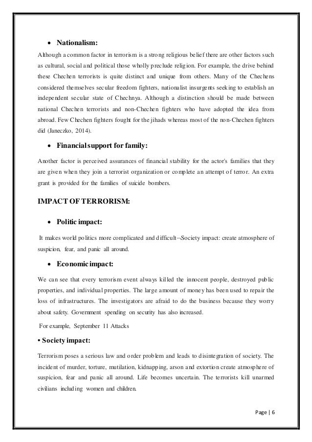 Terrorism Types Of Terrorism Impacts Of Terrorism