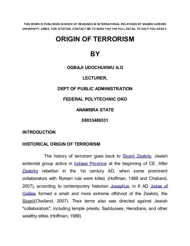 Terrorism Main Book Chapter By Ogbaji Terrorism Main Book Chapter By Ogbaji