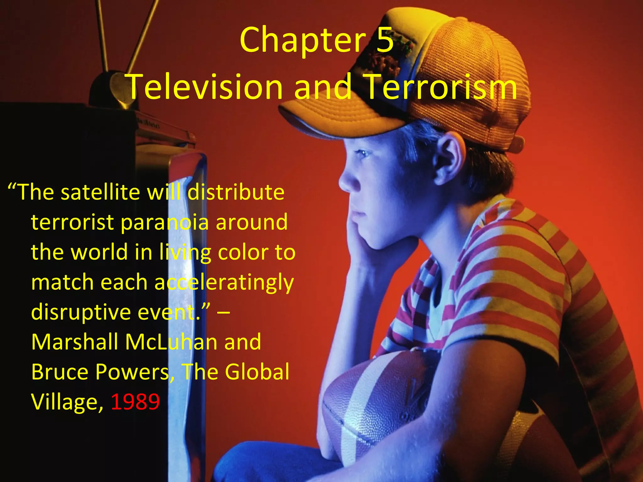 Images play a key role in the media
      coverage of terrorism
• Influence memory and perception
• Help make issues seem real
• Are easy and efficient way to draw a
  reader (or viewer) into a story


“Showing the awful truth is as important as writing about it.”
 