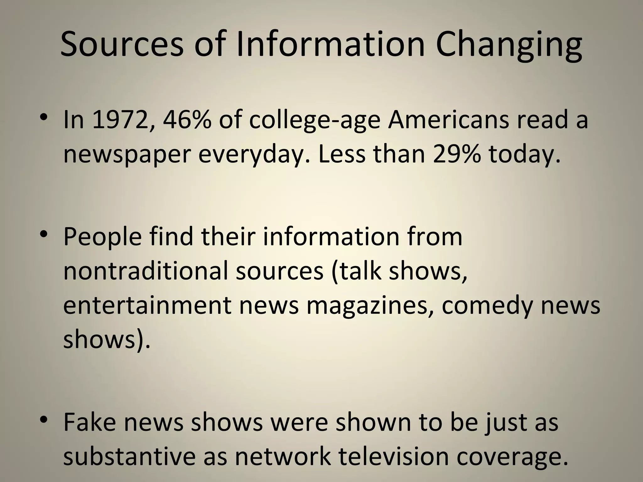 Journalist Role during a Terrorist
                Attack
               Oklahoma       9/11      London   India Train
              City Bombing   Attacks   Bombing     Attacks

Traditional     96.75%        78%      73.53%     73.41%
Journalist
Eyewitness      0.94%        18.52%    8.54%      10.71%

Expert          0.85%        2.23%     15.81%     7.49%

Social          1.46%        1.15%     2.07%      2.24%
commentator
Other              0         0.10%     0.05%      1.05%
 