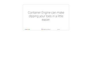 ‹#›
@tpryan
Container Engine can make
dipping your toes in a little
easier.
 