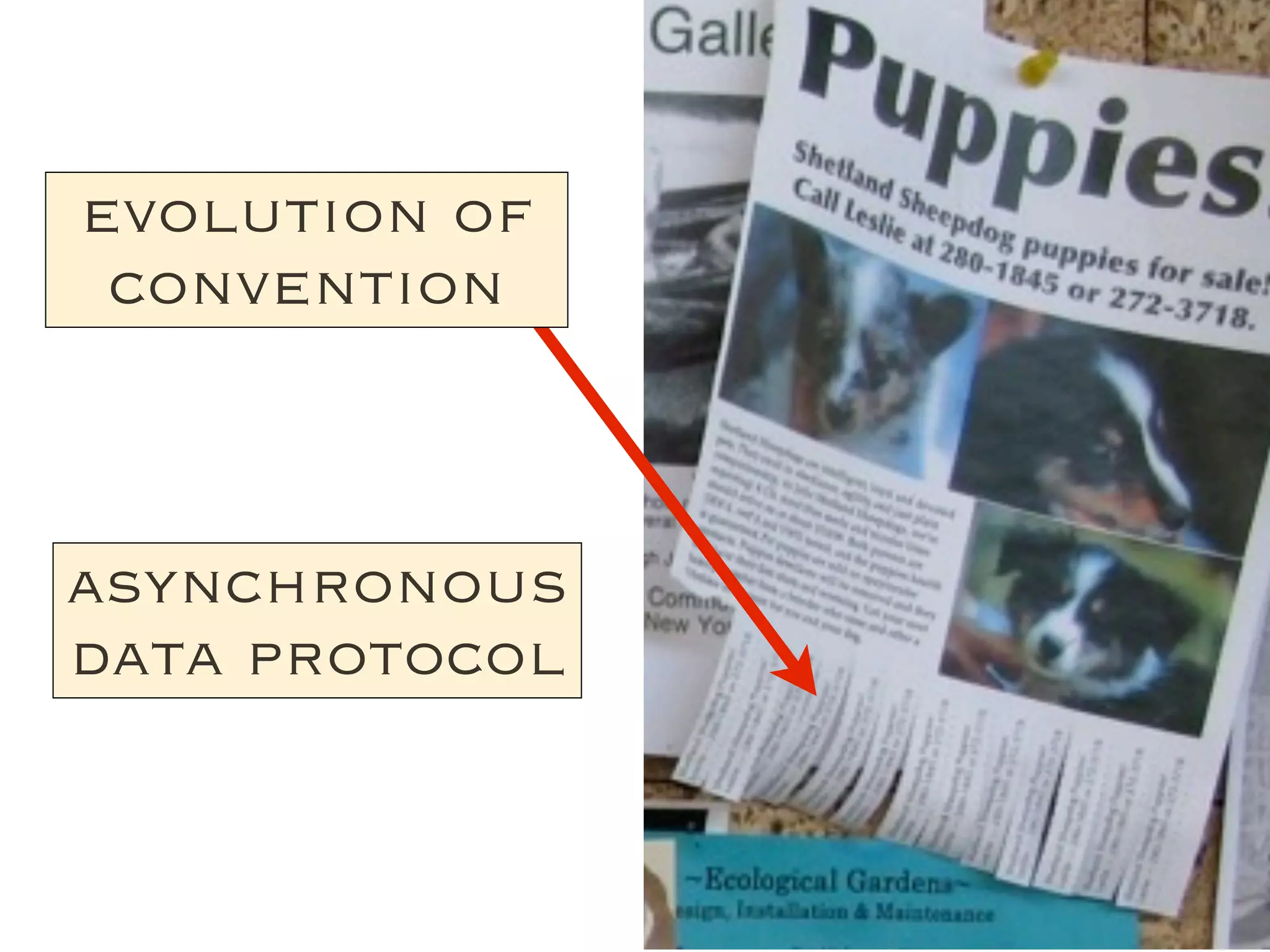 evolution of
 convention



asynchronous
data protocol
 