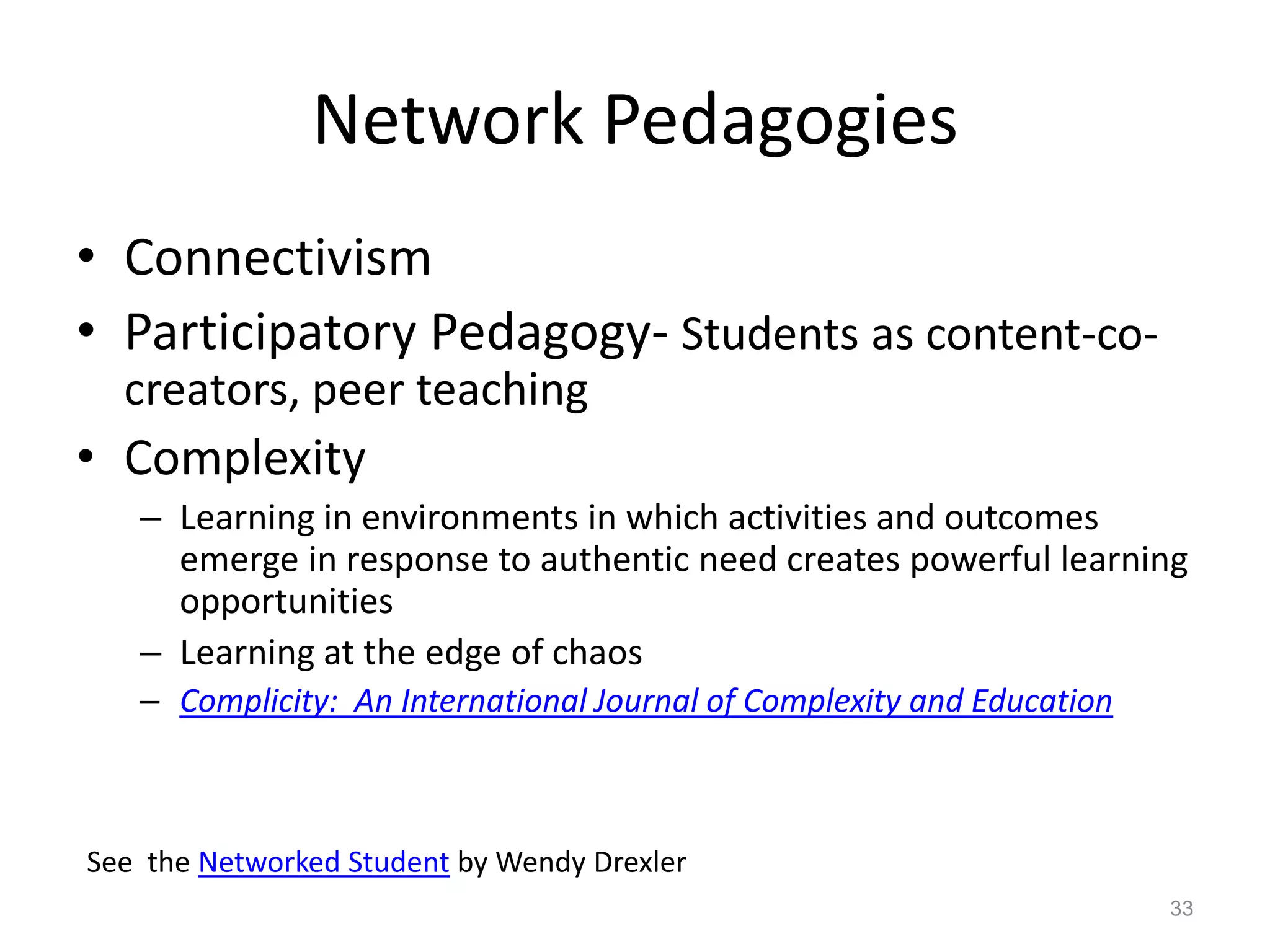 TransparencyThe ability to view and share thoughts, actions, resources, ideas and interests of others.“radically increase learner awareness of others’ learning activities in the PLE” 	Marc van Harmelen      	Manchester PLEDalsgaard, C., & Paulsen, M. (2009) Transparency in Cooperative Online Education