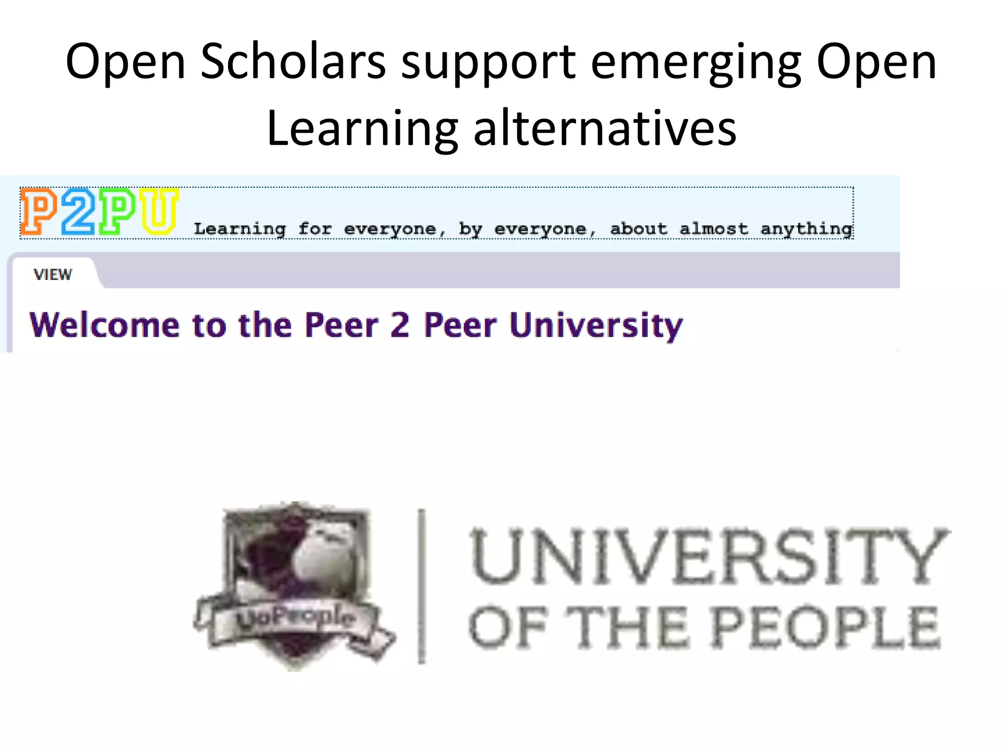 Open Scholars Self ArchiveQuality scholarship is peer and public reviewed, accessible, persistent  syndicated, commented and  transparent.