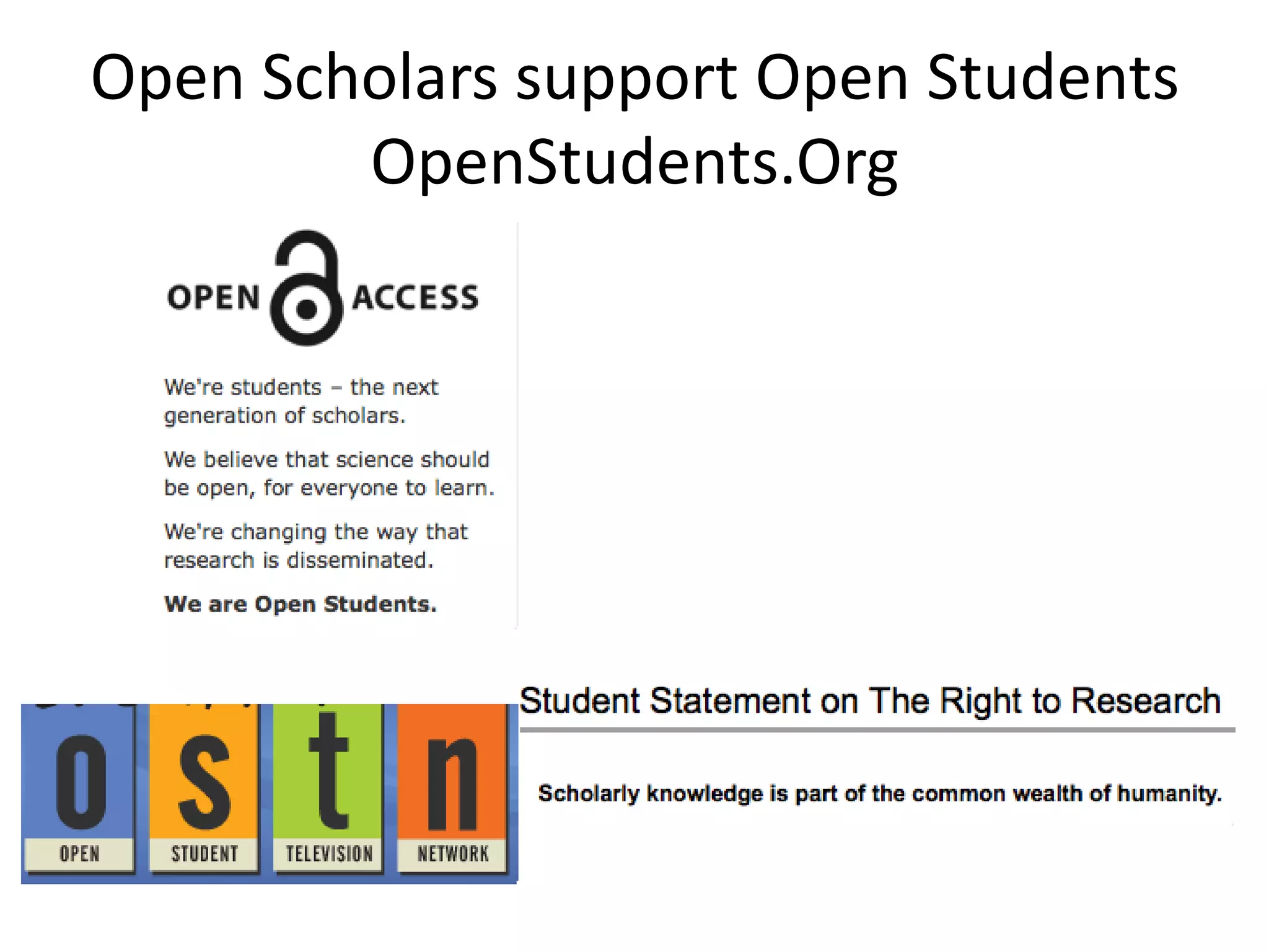 Open Scholars Build Networks