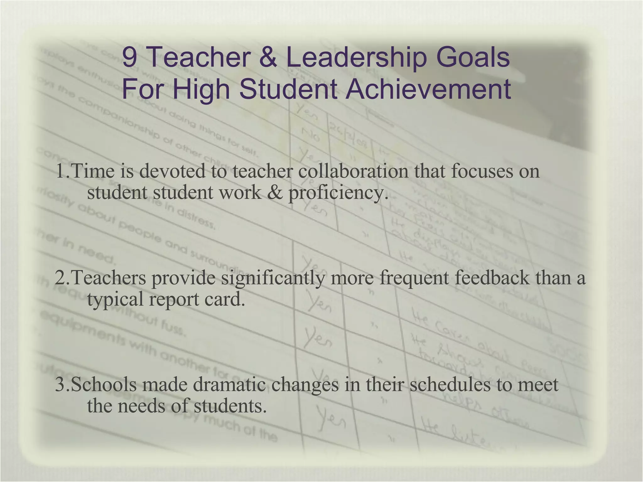 Elements of a 90/90/90 School PPT