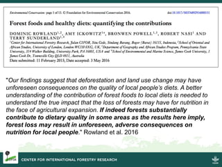 CIFOR/FTA and the CBD