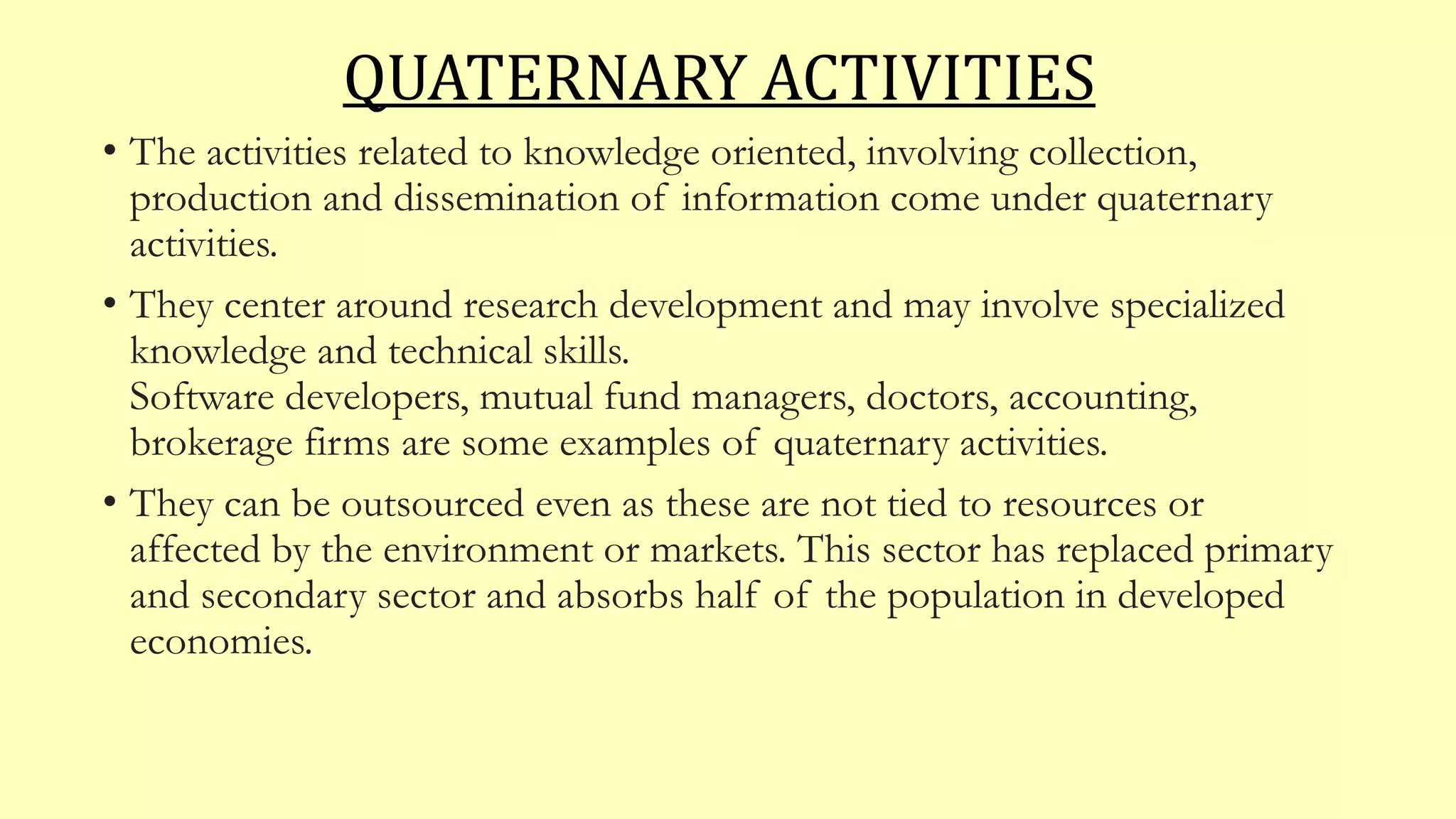 Tertiary and quatenary activities (1) | PPTX