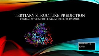 TERTIARY STRUCTURE PREDICTION
COMPARATIVE MODELLING- MODELLER, RASMOL
Presented by,
Kaveri
 