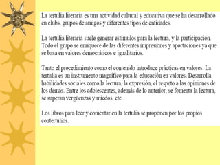 Tertulia Letrero Tertulia literaria | PPT