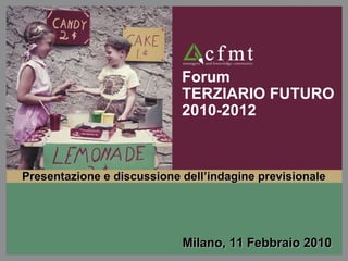 Forum TERZIARIO FUTURO  2010-2012 Milano, 11 Febbraio 2010 Presentazione e discussione dell’indagine previsionale 