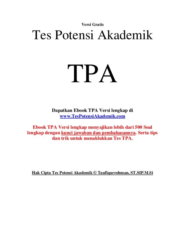 Kursus Tpa Test Potensi Akademik
