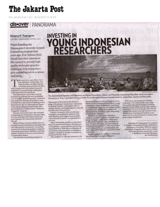 Investing in Young Indonesian Researchers - The Jakarta Post 22 August 2010, Rahajeng N. Tunjungputri