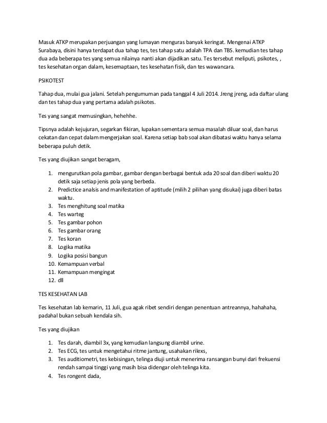 Tes Tahap Dua Atkp Surabaya