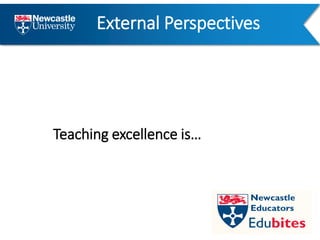 Teaching excellence is…
External Perspectives
 