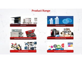 Product Range
Lab Furniture Laboratory Plasticware
Hand /Power Tools & Workshop Machines
Electronic Components
IT-Computer...