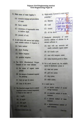 Tripura Civil Engineering service
Civil Engineering Paper-II
 