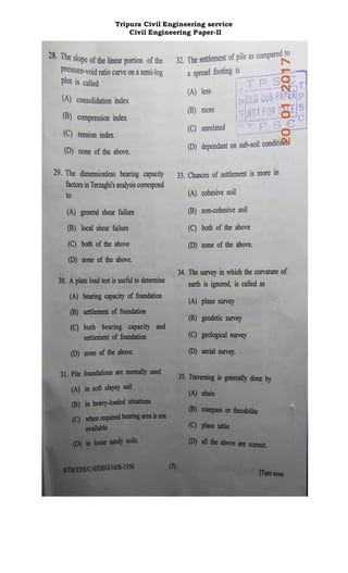 Tripura Civil Engineering service
Civil Engineering Paper-II
 