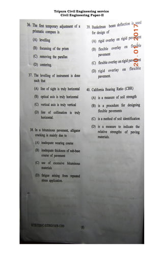 Tripura Civil Engineering service
Civil Engineering Paper-II
 