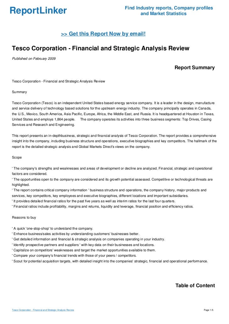 Tesco Corporation Financial and Strategic Analysis Review
