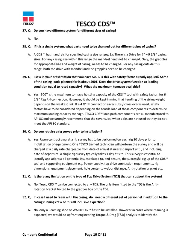 Tesco CDS Questions & Answers