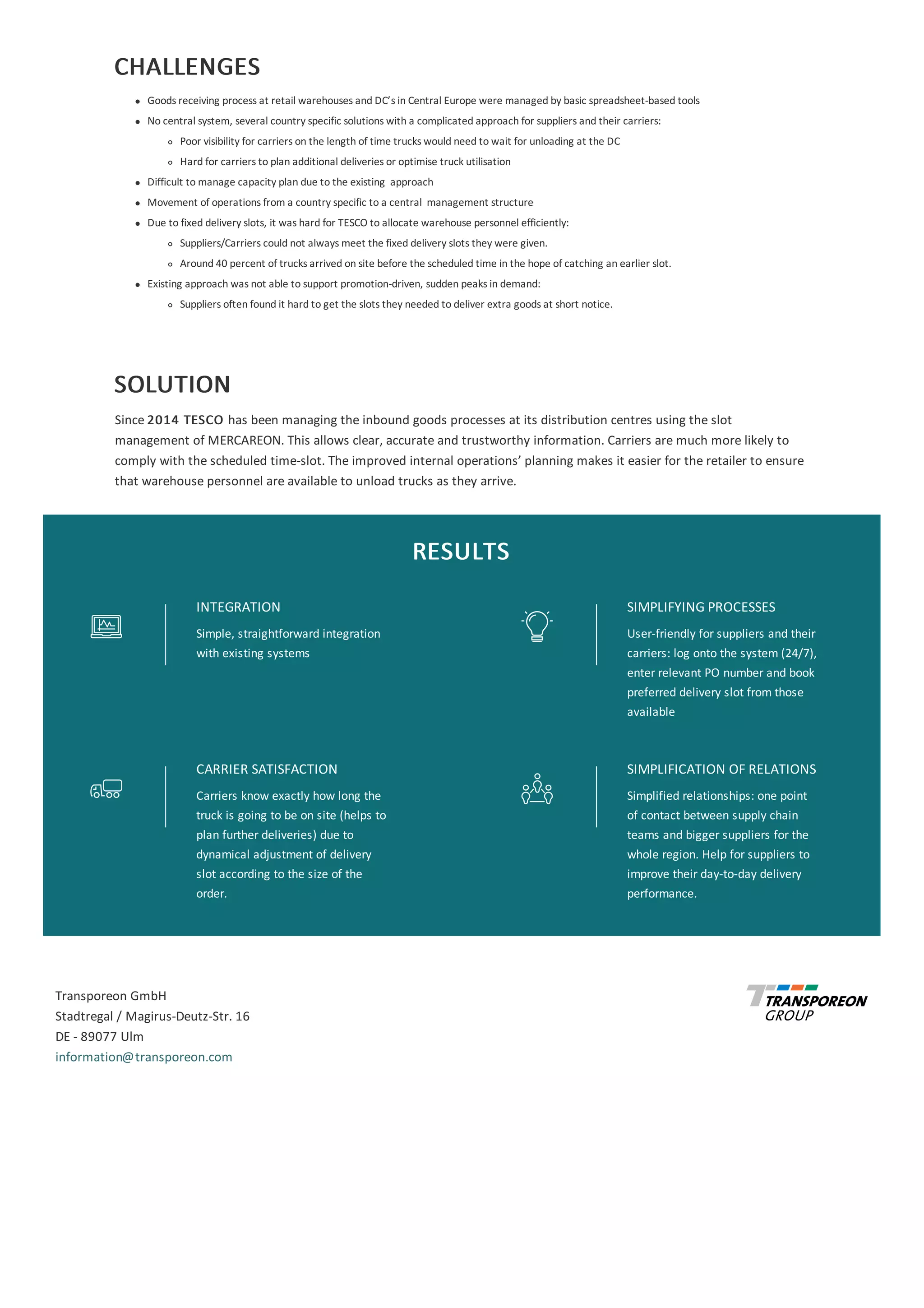 Tesco TRANSPOREON Group Case Study | PDF
