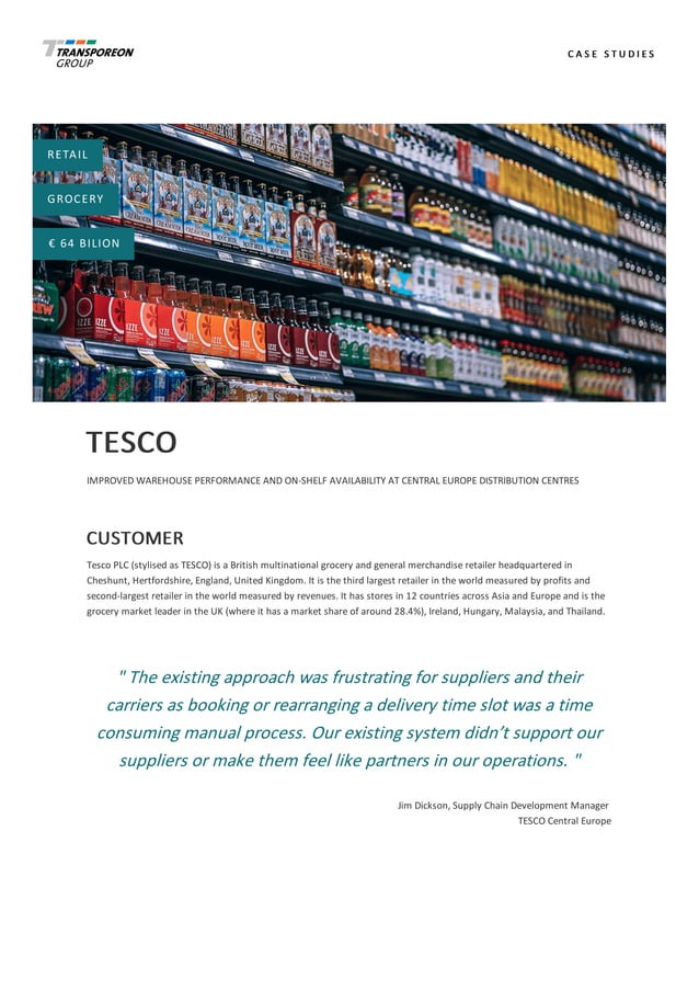 Tesco TRANSPOREON Group Case Study | PDF