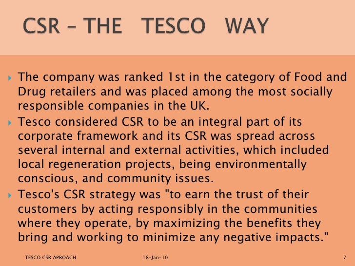 Tesco The C.S.R Aproach Ethics