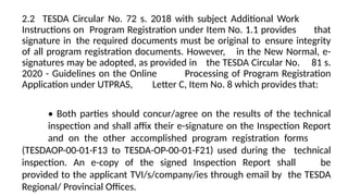 Comprehensive Work Instructions for TESDA TVET Program Registration and ...
