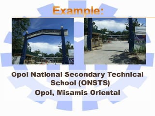 Opol National Secondary Technical
School (ONSTS)
Opol, Misamis Oriental
