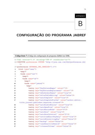 Quadro 1-Conteúdo de um arquivo BibTeX utilizado pelo JabRef para