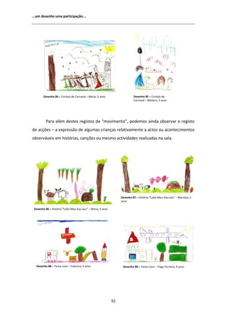 ͙Ƶŵ ĚĞƐĞŶŚŽ ƵŵĂ ƉĂƌƚŝĐŝƉĂĕĆŽ͘͘͘




        ĞƐĞŶŚŽ ϴϰ ʹ ŽƌƚĞũŽ ĚĞ ĂƌŶĂǀĂů ʹ DĂƌŝĂ͕ ϱ ĂŶŽƐ                  ĞƐĞŶŚŽ ϴϱ ʹ ŽƌƚĞũŽ ĚĞ
                                                                          ĂƌŶĂǀĂů ʹ ĄƌďĂƌĂ͕ ϱ ĂŶŽƐ




         WĂƌĂ ĂůĠŵ ĚĞƐƚĞƐ ƌĞŐŝƐƚŽƐ ĚĞ ͞ŵŽǀŝŵĞŶƚŽ͕͟ ƉŽĚĞŵŽƐ ĂŝŶĚĂ ŽďƐĞƌǀĂƌ Ž ƌĞŐŝƐƚŽ
ĚĞ ĂĐĕƁĞƐ ʹ Ă ĞǆƉƌĞƐƐĆŽ ĚĞ ĂůŐƵŵĂƐ ĐƌŝĂŶĕĂƐ ƌĞůĂƚŝǀĂŵĞŶƚĞ Ă ĂĐƚŽƐ ŽƵ ĂĐŽŶƚĞĐŝŵĞŶƚŽƐ
ŽďƐĞƌǀĄǀĞŝƐ Ğŵ ŚŝƐƚſƌŝĂƐ͕ ĐĂŶĕƁĞƐ ŽƵ ŵĞƐŵŽ ĂĐƚŝǀŝĚĂĚĞƐ ƌĞĂůŝǌĂĚĂƐ ŶĂ ƐĂůĂ͘




                                                                 ĞƐĞŶŚŽ ϴϳ ʹ ,ŝƐƚſƌŝĂ ͞ŽďŽ DĂƵ yĂƵͲǆĂƵ͟ ʹ DĂƌŝĂŶĂ͕ ϱ
                                                                 ĂŶŽƐ

 ĞƐĞŶŚŽ ϴϲ ʹ ,ŝƐƚſƌŝĂ ͞ŽďŽ DĂƵ yĂƵͲǆĂƵ͟ ʹ DĂƌŝĂ͕ ϱ ĂŶŽƐ




  ĞƐĞŶŚŽ ϴϴ ʹ dĞŵĂ ŝǀƌĞ ʹ ĂƚĂƌŝŶĂ͕ ϱ ĂŶŽƐ                      ĞƐĞŶŚŽ ϴϵ ʹ dĞŵĂ ŝǀƌĞ ʹ dŝĂŐŽ ĞƌƌĞŝƌĂ͕ ϲ ĂŶŽƐ




                                                            ϵϮ
 