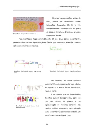 ͙Ƶŵ ĚĞƐĞŶŚŽ ƵŵĂ ƉĂƌƚŝĐŝƉĂĕĆŽ͙




                                                                    ůŐƵŵĂƐ ƌĞƉƌĞƐĞŶƚĂĕƁĞƐ͕ ǀŝƐƚĂƐ ĚĞ
                                                         ĐŝŵĂ͕    ƉŽĚĞŵ         ƐĞƌ     ŽďƐĞƌǀĄǀĞŝƐ         ŶĞƐƚĂƐ
                                                         ĨŽƚŽŐƌĂĨŝĂƐ ;ĨŽƚŽŐƌĂĨŝĂƐ ϭϯ͕ ϭϰ Ğ ϭϱͿ͕
                                                         ŶŽŵĞĂĚĂŵĞŶƚĞ Ă ƌĞƉƌĞƐĞŶƚĂĕĆŽ ĚŽ ͞ƉƌĂƚŽ
                                                         ĚĞ ƐŽƉĂ ĚĞ ůĞƚƌĂƐ͕͟ ŶŽ ąŵďŝƚŽ ĚŽ ƉƌŽũĞĐƚŽ
ŽƚŽŐƌĂĨŝĂ ϭϱ ʹ WƌŽũĞĐƚŽ EĂĐŝŽŶĂů ĚĞ ĞŝƚƵƌĂ
                                                         ŶĂĐŝŽŶĂů ĚĞ ůĞŝƚƵƌĂ͘
          EŽƐ ĚĞƐĞŶŚŽƐ ĚŽ dŝĂŐŽ ĞƌƌĞŝƌĂ ;ĚĞƐĞŶŚŽ ϵϰͿ Ğ ĚŽ ŝŽŐŽ 'ŽŵĞƐ ;ĚĞƐĞŶŚŽ ϵϱͿ͕
ƉŽĚĞŵŽƐ ŽďƐĞƌǀĂƌ ƵŵĂ ƌĞƉƌĞƐĞŶƚĂĕĆŽ ĚĞ ĨƌĞŶƚĞ͕ ƋƵĞƌ ĚĂƐ ŵĞƐĂƐ͕ ƋƵĞƌ ĚŽƐ ŽďũĞĐƚŽƐ
ĐŽůŽĐĂĚŽƐ Ğŵ ĐŝŵĂ ĚĂƐ ŵĞƐŵĂƐ͘




 ĞƐĞŶŚŽ ϵϰ ʹ ŽŶĨĞĐĕĆŽ ĚĞ WŝƉŽĐĂƐ ʹ dŝĂŐŽ ĞƌƌĞŝƌĂ͕          ĞƐĞŶŚŽ ϵϱ ʹ ŽŶĨĞĐĕĆŽ ĚĞ WŝƉŽĐĂƐ ʹ ŝŽŐŽ 'ŽŵĞƐ͕ ϱ ĂŶŽƐ
 ϱ ĂŶŽƐ




                                                                 EŽ ĚĞƐĞŶŚŽ ĚŽ ĂǀŝĚ DĂůŚĞŝƌŽ
                                                       ;ĚĞƐĞŶŚŽ ϵϲͿ ƉŽĚĞŵŽƐ ĐŽŶƐƚĂƚĂƌ ƋƵĞ Ž ƚĂĐŚŽ
                                                       ĚĞ ƉŝƉŽĐĂƐ Ğ ĂƐ ŵĞƐĂƐ ĨŽƌĂŵ ĚĞƐĞŶŚĂĚĂƐ͕
                                                       ǀŝƐƚĂƐ ĚĞ ĨƌĞŶƚĞ͘
                                                                  ĚĞ ƐĂůŝĞŶƚĂƌ ƋƵĞ Ğŵ ĚĞƚĞƌŵŝŶĂĚŽƐ
                                                       ĚĞƐĞŶŚŽƐ ƐƵƌŐĞŵ ƚƌĂŶƐƉĂƌġŶĐŝĂƐ͕ ĐŽŵŽ ŶŽ
                                                       ĐĂƐŽ   ĚŽƐ      ƚĂĐŚŽƐ         ĚĞ    ƉŝƉŽĐĂƐ        Ğ     ŶĂ

     ĞƐĞŶŚŽ ϵϲ ʹ ŽŶĨĞĐĕĆŽ ĚĞ WŝƉŽĐĂƐ ʹ ĂǀŝĚ
                                                       ƌĞƉƌĞƐĞŶƚĂĕĆŽ ĚĞ ŵĞŶŝŶŽƐ ƐĞŶƚĂĚŽƐ ŶĂƐ
     DĂůŚĞŝƌŽ͕ ϱ ĂŶŽƐ
                                                       ĐĂĚĞŝƌĂƐ ʹ ǀŝƐşǀĞů ŶŽ ĚĞƐĞŶŚŽ ĞůĂďŽƌĂĚŽ ƉĞůĂ
                                                       DĂƌŝĂ ;ĚĞƐĞŶŚŽ ϵϳͿ͗ ŽƐ ŵĞŶŝŶŽƐ ƐĞŶƚĂĚŽƐ ;ĚĞ
                                                       ĨƌĞŶƚĞͿ ŵĂƐ͕ Ă ŵĞƐĂ ǀŝƐƚĂ ĚĞ ĐŝŵĂ͘



                                                        ϵϱ
 