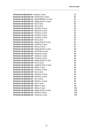 1ŶĚŝĐĞ ĚĞ /ŵĂŐĞŶƐ




WŽƌŵĞŶŽƌ ĚĞ ĞƐĞŶŚŽ ϵ ʹ ĂŶŝĞůĂ͕ ϯ ĂŶŽƐ                  ϴϭ
WŽƌŵĞŶŽƌ ĚĞ ĞƐĞŶŚŽ ϭϬ ʹ ĂǀŝĚ ĂƌŝĂ͕ ϰ ĂŶŽƐ             ϴϭ
WŽƌŵĞŶŽƌ ĚĞ ĞƐĞŶŚŽ ϭϭ ʹ ĂǀŝĚ DĂůŚĞŝƌŽ͕ ϱ ĂŶŽƐ          ϴϭ
WŽƌŵĞŶŽƌ ĚĞ ĞƐĞŶŚŽ ϭϮ ʹ ŝŽŐŽ 'ŽŵĞƐ͕ ϱ ĂŶŽƐ             ϴϭ
WŽƌŵĞŶŽƌ ĚĞ ĞƐĞŶŚŽ ϭϯ ʹ ZƵŝ͕ ϲ ĂŶŽƐ                     ϴϭ
WŽƌŵĞŶŽƌ ĚĞ ĞƐĞŶŚŽ ϭϰ ʹ ZƵŝ͕ ϲ ĂŶŽƐ                     ϴϮ
WŽƌŵĞŶŽƌ ĚĞ ĞƐĞŶŚŽ ϭϱ ʹ ĂƌŽůŝŶĂ͕ ϰ ĂŶŽƐ                ϴϮ
WŽƌŵĞŶŽƌ ĚĞ ĞƐĞŶŚŽ ϭϲ ʹ DĂƌŝĂŶĂ͕ ϱ ĂŶŽƐ                 ϴϮ
WŽƌŵĞŶŽƌ ĚĞ ĞƐĞŶŚŽ ϭϳ ʹ ĂƚĂƌŝŶĂ͕ ϱ ĂŶŽƐ                ϴϮ
WŽƌŵĞŶŽƌ ĚĞ ĞƐĞŶŚŽ ϭϴ ʹ ĂƌŽůŝŶĂ͕ ϰ ĂŶŽƐ                ϴϮ
WŽƌŵĞŶŽƌ ĚĞ ĞƐĞŶŚŽ ϭϵ ʹ ĂƌŽůŝŶĂ͕ ϰ ĂŶŽƐ                ϴϳ
WŽƌŵĞŶŽƌ ĚĞ ĞƐĞŶŚŽ ϮϬ ʹ ZƵŝ͕ ϲ ĂŶŽƐ                     ϴϳ
WŽƌŵĞŶŽƌ ĚĞ ĞƐĞŶŚŽ Ϯϭ ʹ ŝŽŐŽ 'ŽŵĞƐ͕ ϱ ĂŶŽƐ             ϴϳ
WŽƌŵĞŶŽƌ ĚĞ ĞƐĞŶŚŽ ϮϮ ʹ ĂƚĂƌŝŶĂ͕ ϱ ĂŶŽƐ                ϴϳ
WŽƌŵĞŶŽƌ ĚĞ ĞƐĞŶŚŽ Ϯϯ ʹ ƌƵŶĂ͕ ϱ ĂŶŽƐ                   ϴϳ
WŽƌŵĞŶŽƌ ĚĞ ĞƐĞŶŚŽ Ϯϰ ʹ ŝŽŐŽ 'ŽŵĞƐ͕ ϱ ĂŶŽƐ             ϴϵ
WŽƌŵĞŶŽƌ ĚĞ ĞƐĞŶŚŽ Ϯϱ ʹ ŶĂ ŝůŝƉĂ͕ ϰ ĂŶŽƐ               ϴϵ
WŽƌŵĞŶŽƌ ĚĞ ĞƐĞŶŚŽ Ϯϲ ʹ ĂƚĂƌŝŶĂ͕ ϱ ĂŶŽƐ                ϴϵ
WŽƌŵĞŶŽƌ ĚĞ ĞƐĞŶŚŽ Ϯϳ ʹ ĂƚĂƌŝŶĂ͕ ϱ ĂŶŽƐ                ϴϵ
WŽƌŵĞŶŽƌ ĚĞ ĞƐĞŶŚŽ Ϯϴ ʹ ĂƌŽůŝŶĂ͕ ϰ ĂŶŽƐ                ϴϵ
WŽƌŵĞŶŽƌ ĚĞ ĞƐĞŶŚŽ Ϯϵ ʹ ŝŽŐŽ 'ŽŵĞƐ͕ ϱ ĂŶŽƐ             ϴϵ
WŽƌŵĞŶŽƌ ĚĞ ĞƐĞŶŚŽ ϯϬ ʹ /ĂƌĂ͕ ϱ ĂŶŽƐ                    ϵϲ
WŽƌŵĞŶŽƌ ĚĞ ĞƐĞŶŚŽ ϯϭ ʹ dŝĂŐŽ ĞƌƌĞŝƌĂ͕ ϱ ĂŶŽƐ          ϵϲ
WŽƌŵĞŶŽƌ ĚĞ ĞƐĞŶŚŽ ϯϮ ʹ DĂƌŝĂ͕ ϱ ĂŶŽƐ                   ϵϲ
WŽƌŵĞŶŽƌ ĚĞ ĞƐĞŶŚŽ ϯϯ ʹ ĂƌŽůŝŶĂ͕ ϰ ĂŶŽƐ                ϵϵ
WŽƌŵĞŶŽƌ ĚĞ ĞƐĞŶŚŽ ϯϰ ʹ ZƵŝ͕ ϲ ĂŶŽƐ                     ϵϵ
WŽƌŵĞŶŽƌ ĚĞ ĞƐĞŶŚŽ ϯϱ ʹ ĂƚĂƌŝŶĂ͕ ϱ ĂŶŽƐ                ϵϵ
WŽƌŵĞŶŽƌ ĚĞ ĞƐĞŶŚŽ ϯϲ ʹ ĂƌŽůŝŶĂ͕ ϰ ĂŶŽƐ                ϵϵ
WŽƌŵĞŶŽƌ ĚĞ ĞƐĞŶŚŽ ϯϳ ʹ ZƵŝ͕ ϲ ĂŶŽƐ                     ϵϵ
WŽƌŵĞŶŽƌ ĚĞ ĞƐĞŶŚŽ ϯϴ ʹ ĄƌďĂƌĂ ͕ ϲ ĂŶŽƐ                ϵϵ
WŽƌŵĞŶŽƌ ĚĞ ĞƐĞŶŚŽ ϯϵ ʹ /ĂƌĂ͕ ϱ ĂŶŽƐ                    ϵϵ
WŽƌŵĞŶŽƌ ĚĞ ĞƐĞŶŚŽ ϰϬ ʹ DĂƌŝĂ͕ ϱ ĂŶŽƐ                   ϵϵ
WŽƌŵĞŶŽƌ ĚĞ ĞƐĞŶŚŽ ϰϭ ʹ DĂƌŝĂ͕ ϱ ĂŶŽƐ                   ϭϬϬ
WŽƌŵĞŶŽƌ ĚĞ ĞƐĞŶŚŽ ϰϮ ʹ ŝŽŐŽ 'ŽŵĞƐ͕ ϱ ĂŶŽƐ             ϭϬϬ
WŽƌŵĞŶŽƌ ĚĞ ĞƐĞŶŚŽ ϰϯ ʹ ĄƌďĂƌĂ͕ ϲ ĂŶŽƐ                 ϭϬϬ
WŽƌŵĞŶŽƌ ĚĞ ĞƐĞŶŚŽ ϰϰ ʹ ĂƚĂƌŝŶĂ͕ ϱ ĂŶŽƐ                ϭϬϬ




                                      ǆŝǆ
 