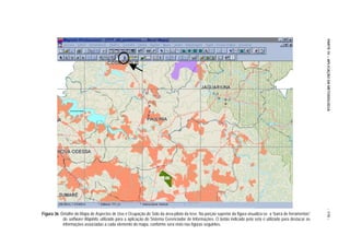 PARTE IV – APLICAÇÃO DA METODOLOGIA
                                                                                                                                                              - 175 -
Figura 36. Detalhe do Mapa de Aspectos de Uso e Ocupação do Solo da área-piloto da tese. Na porção superior da figura visualiza-se a “barra de ferramentas”
            do software MapInfo, utilizado para a aplicação do Sistema Gerenciador de Informações. O botão indicado pela seta é utilizado para destacar as
            informações associadas a cada elemento do mapa, conforme será visto nas figuras seguintes.
 